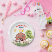 Calling All Party Farm Animals 1st Birthday ペーパープレート (パーティー)