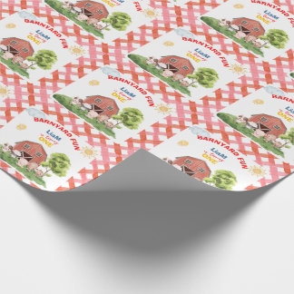 Calling All Party Farm Animals 1st Birthday ラッピングペーパー