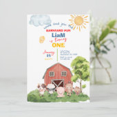 Calling All Party Farm Animals 1st Birthday 招待状 (スタンド正面)