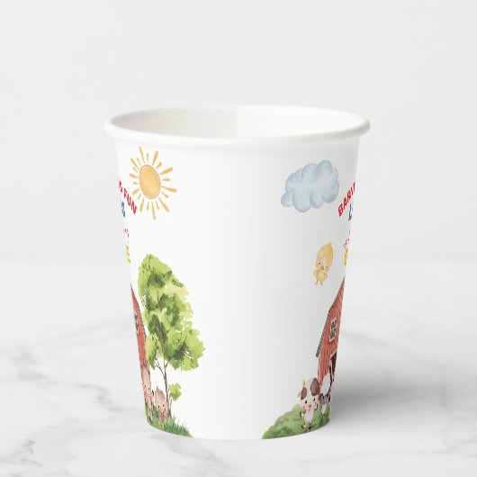 Calling All Party Farm Animals 1st Birthday 紙コップ (左)