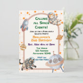 Calling All Space Cadets Astronaut Cat Birthday 招待状 (スタンド正面)