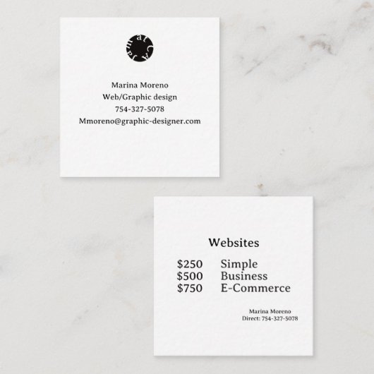 Calling Card コーリングカード (正面/裏面)