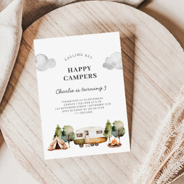 Calling Happy Campers Kid's Birthday Invitation 招待状