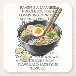 CallisC Artsによるラーメンヴィンテージスケッチ⭐⭐⭐⭐⭐ スクエアペーパーコースター