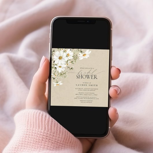 CalliWatercolorエレガントデイジーブライダルシャワー 招待状