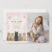 Calls All Paw-ty Animals Kitten誕生日写真 招待状 (正面)