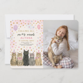 Calls All Paw-ty Animals Kitten誕生日写真 招待状