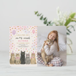 Calls All Paw-ty Animals Kitten誕生日写真 招待状