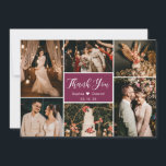 Callygraphy スタイリッシュ 6 Photo Collage結婚's サンキューカード<br><div class="desc">スタイリッシュバエレガントルガンディ・ハンドレタ結婚ーの写真数々のコラージュサンキューカード。6スタイリッシュ枚の写真を前面に、1結婚枚の写真を背面に並べたサンキューカードテンプレート。文字の「あなた感謝してい」を手で書き物のスクリプトのフォントで白のワインレッドやバーガンディと小さな紫のアクセント色の背景で渦巻形の。自分の名前とメッセージ感謝していを自分の名前に合わせる。デザイもしナーに救済は一致する文字が必要で連絡す！ノートを手書きで書き込む方が好きで、サンプル宇宙を削除するだけで良い。</div>