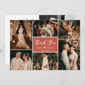Callygraphy モダン 6 Photo Collage結婚's サンキューカード (正面/裏面)