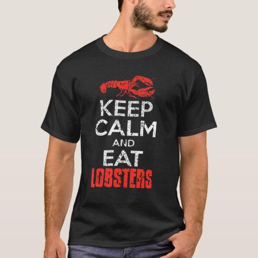 Calmと保Calmの食べロブスターヴィンテージあり Tシャツ (正面)