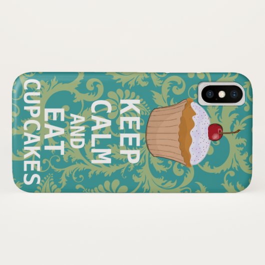 CALMと保Cupcakesは食べ、任意の色のティール（緑がかった色）を変更します Case-Mate iPhoneケース (裏面(横))