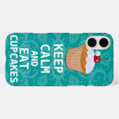 CALMと保Cupcakesは食べ、任意の色のティール(緑がかった色)を変更します Case-Mate iPhoneケース (裏面 (横))
