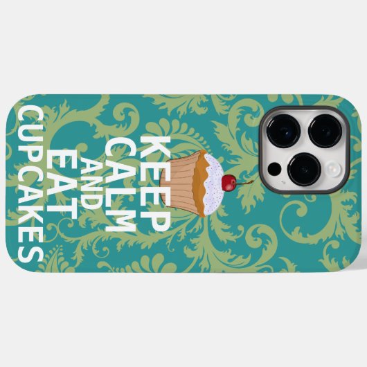 CALMと保Cupcakesは食べ、任意の色のティール(緑がかった色)を変更します Case-Mate iPhoneケース (裏面 (横))