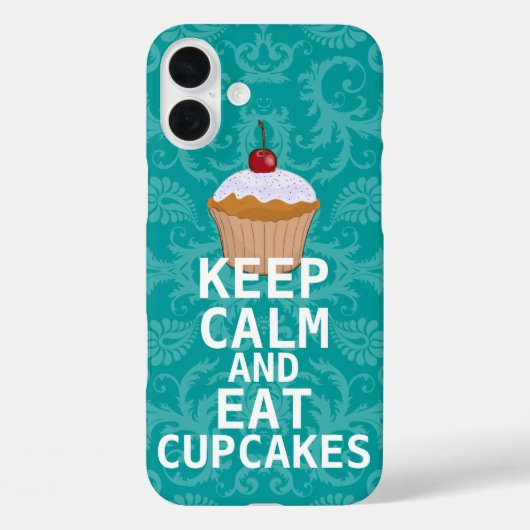 CALMと保Cupcakesは食べ、任意の色のティール(緑がかった色)を変更します Case-Mate iPhoneケース (裏面)