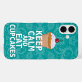 CALMと保Cupcakesは食べ、任意の色のティール(緑がかった色)を変更します Case-Mate iPhoneケース (裏面 (横))