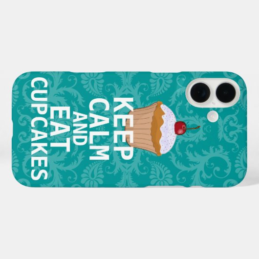CALMと保Cupcakesは食べ、任意の色のティール(緑がかった色)を変更します Case-Mate iPhoneケース (裏面 (横))