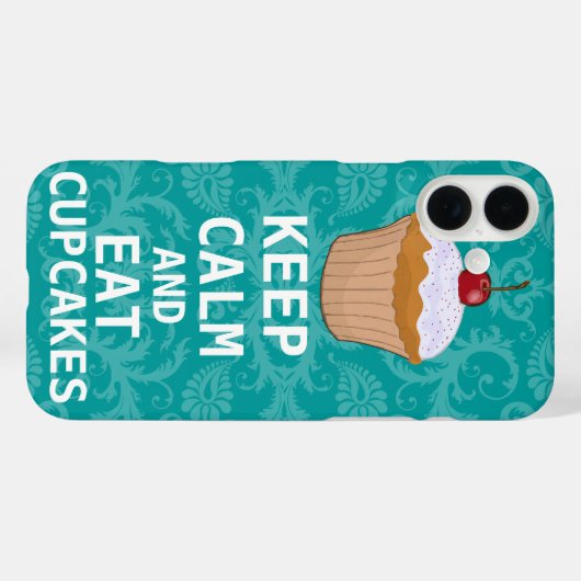 CALMと保Cupcakesは食べ、任意の色のティール（緑がかった色）を変更します Case-Mate iPhoneケース (裏面 (横))