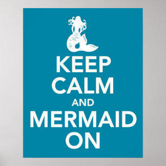 Calmと保Mermaidブルーのプリントポスター ポスター