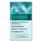 Calmティール（緑がかった色）リーフィーきらめく心理療法またはカウンセラー マグネット名刺 (正面縦)