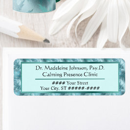 Calmティール（緑がかった色）リーフィーきらめく心理療法またはカウンセラー ラベル