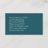 Calmティール(緑がかった色)リーフィーきらめく心理療法またはカウンセラー 名刺 (裏面)