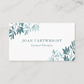 Calmティール(緑がかった色)葉緑のセラピスト 名刺 (正面)