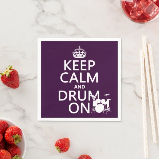 Calm保とDrum On (任意の背景色) スタンダードカクテルナプキン (インサイチュ)