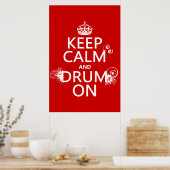 Calm保とDrum On (任意の背景色) ポスター (キッチン)