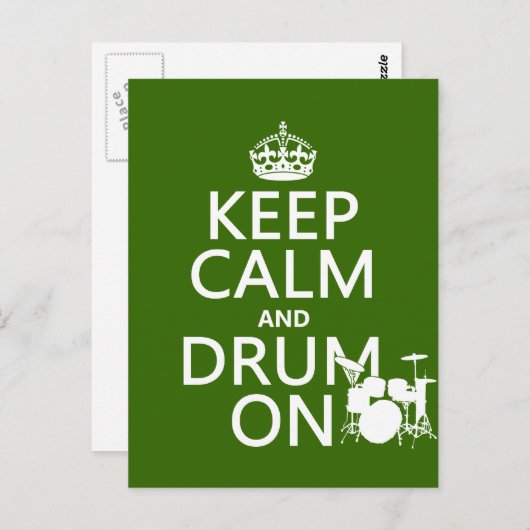 Calm保とDrum On (任意の背景色) ポストカード (正面/裏面)