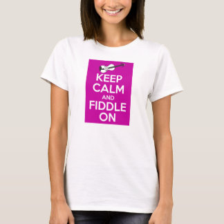 Calm保とFiddle on (暗い赤紫色ピンク) Tシャツ