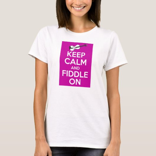 Calm保とFiddle on (暗い赤紫色ピンク) Tシャツ (正面)