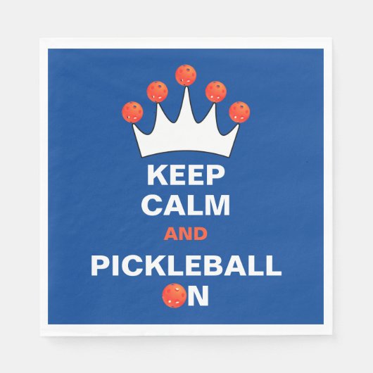 Calm保とPickleball On、Blue OrangeとWhite スタンダードランチョンナプキン (正面)