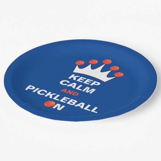 Calm保とPickleball On、Blue OrangeとWhite ペーパープレート (アングル)