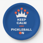 Calm保とPickleball On、Blue OrangeとWhite ペーパープレート (正面)