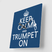 Calm保とTrumpet On (任意の背景色) スクエア壁時計 (傾斜)