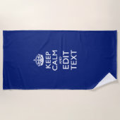 Calm保とYour Text on Accent Navy Blue ビーチタオル (正面)