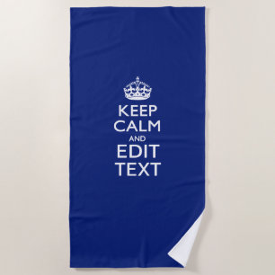 Calm保とYour Text on Accent Navy Blue ビーチタオル