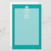 Calm保とYour Text Peacockターコイズアクセント 便箋 (正面/裏面)