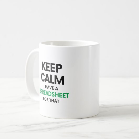 Calm保はスプレッドシートを持っている – Excel コーヒーマグカップ (正面左)