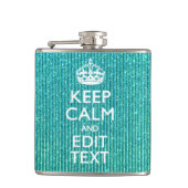 Calm保パーソナライズされた文字オンターコイズ フラスク (正面)