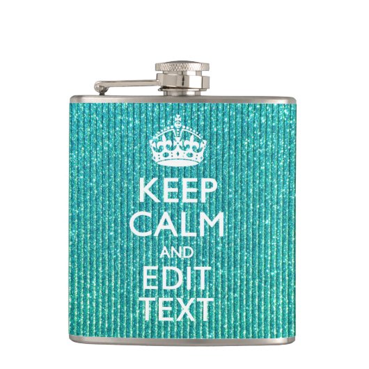 Calm保パーソナライズされた文字オンターコイズ フラスク (正面)