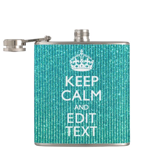 Calm保パーソナライズされた文字オンターコイズ フラスク (オープン)