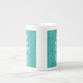 Calm保パーソナライズされた文字オンターコイズ ボーンチャイナマグカップ (正面)