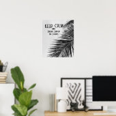 CALM保黒と白のヤシの木引用文 ポスター (ホームオフィス)