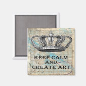 Calm保 and Create Artヴィンテージ抽象デザイン マグネット (正面/裏面)