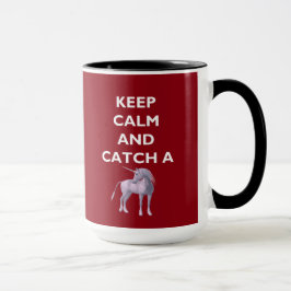 Calm保 Catch a Unicornホワイトフォント、レトロ、ZKoA マグカップ