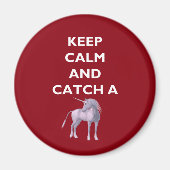 Calm保 Catch a Unicornホワイトフォント、レトロ、ZKoA マグネット (正面)