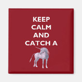 Calm保 Catch a Unicornホワイトフォント、レトロ、ZKoA マグネット (正面)