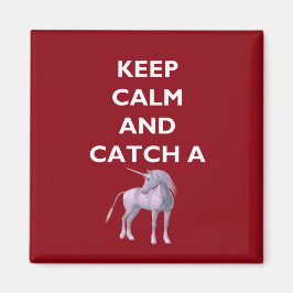 Calm保 Catch a Unicornホワイトフォント、レトロ、ZKoA マグネット